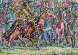 King Ottakar II in the Battle of Marchfeld 1278.